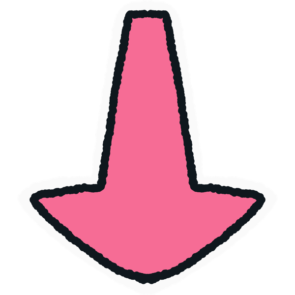 a flared pink arrow pointing down